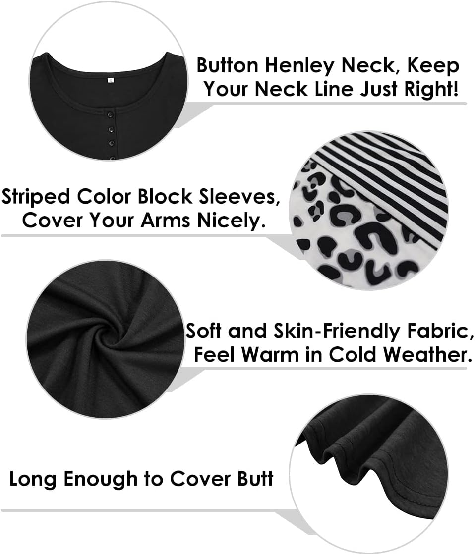 TIYOMI Plus Size Henley Shirts for Women Button Tops Raglan Pullover Fall Tunics XL-5XL - Image 5