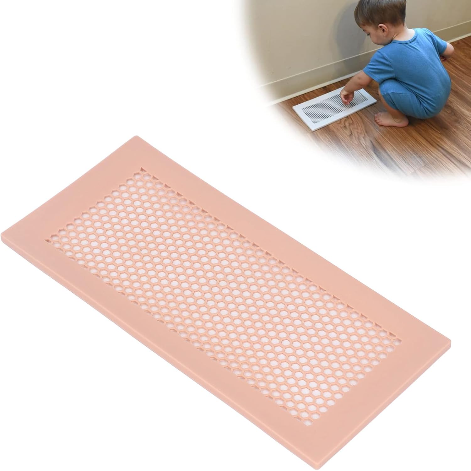 AYNEFY Baby Vent Cover for 4x12 in Vents – Silicone Safety Guard, Finger & Toe Pinch Protection, Adjustable Baby Proof Vent Cover with Unrestricted Airflow (Brown)