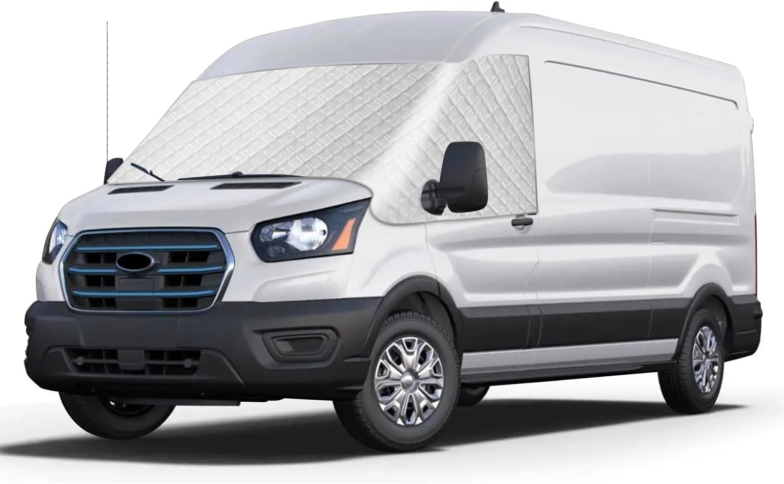 1 Set Front Windscreen Sunshade for Ford Transit MK8 MK9 2014-2026, External Thermal Silver Blinds Motorhome Window Cover Waterproof Frost Protector