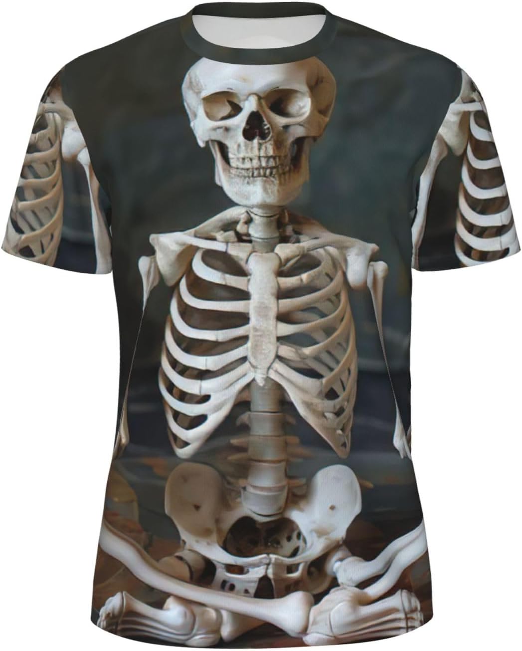 Skeletons Yoga Print Mens Short Sleeve Mesh T-Shirt Breathable Athletic Gym Running Casual Sports Wear