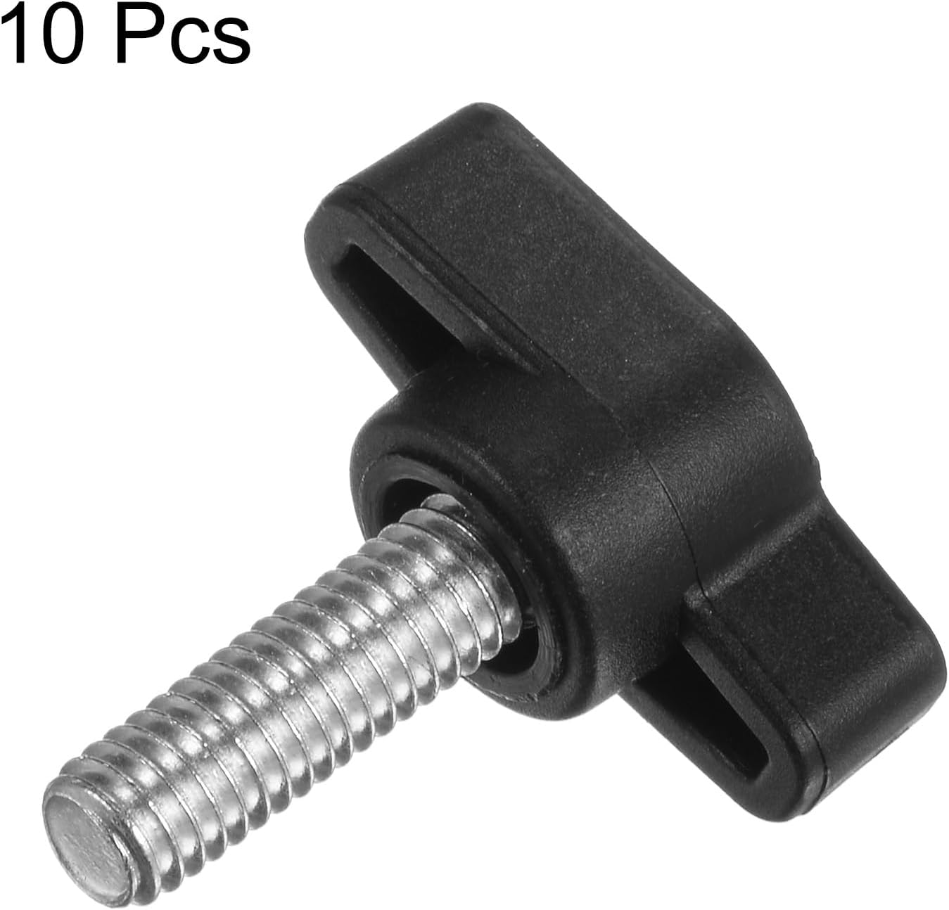 HARFINGTON 10pcs Tee Wing Knobs Thumb Screws M6 x 16mm Standard Male Thread Plastic T/Z Knobs Adjustable Handles Hand Clamping Knobs Grip Thumbscrew, Black