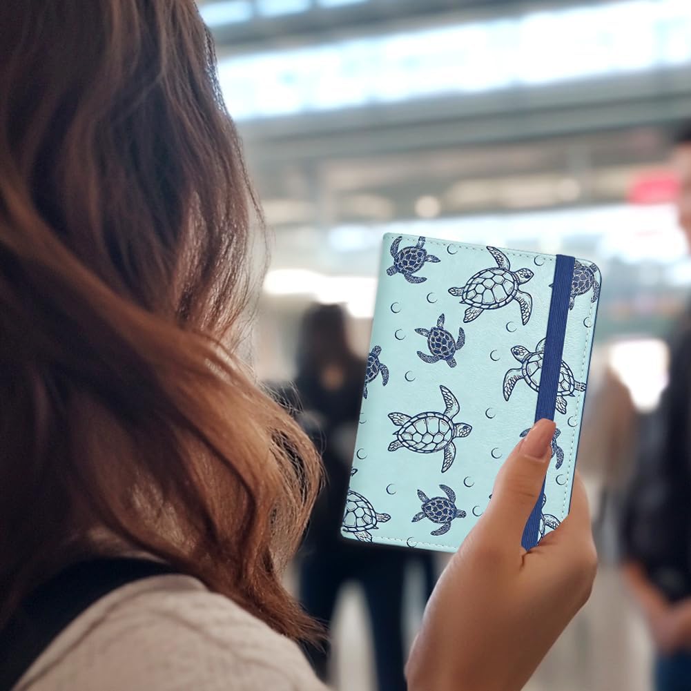 Line Art Sea Turtle Passport Holder for Travel, 5.9" x 4.3"