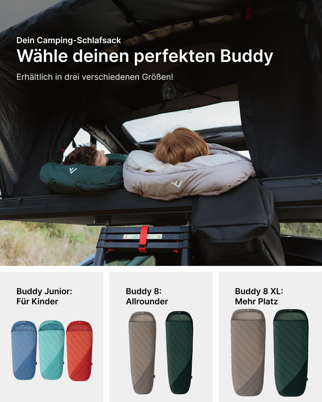 qeedo Buddy XL 8 Schlafsack XXL, extra breit, Outdoor Sommer (8-25°C) 3 Jahreszeiten - Mumienschlafsack Erwachsene & Jugendliche (bis 220cm), Peach-Skin-Oberfläche