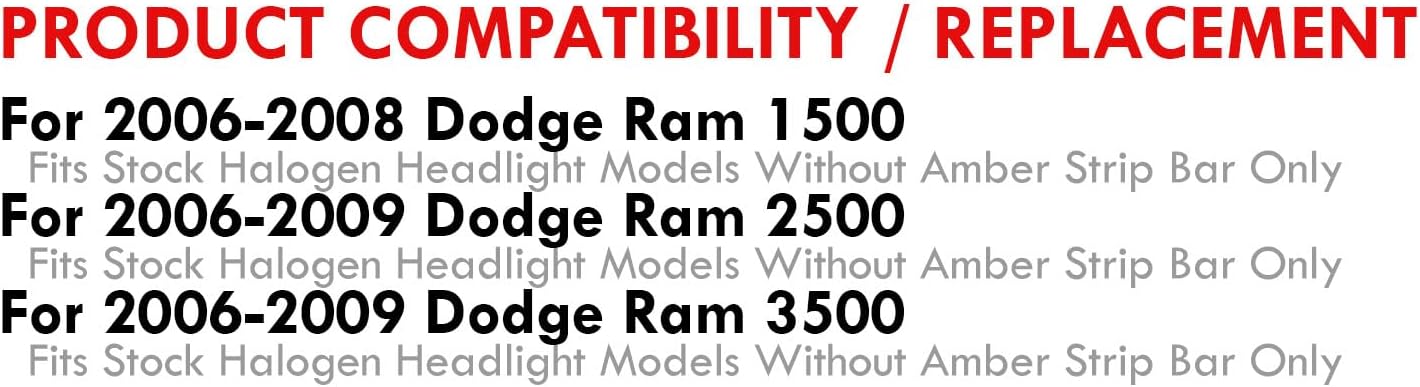 AJP Distributors Upgrade Driving Head Lights Lamps Assembly Unit Front Bumper Housing Pair Set Left + Right Compatible/Replacement For Ram 1500 2500 3500 Pickup Truck 2006 2007 2008 2009 06 07 08 09
