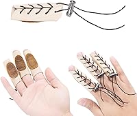 Prespollw Leather Archery Finger Tabs - Adjustable Protection for Recurve, Traditional & Compound Bows - Pack of 3