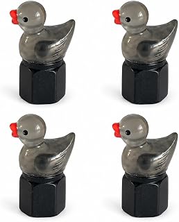 Funny Car Gift for Him or Her — Rubber Duck Tire Valve Caps | Unique Stocking Stuffer Under $20 (Gray-Black)