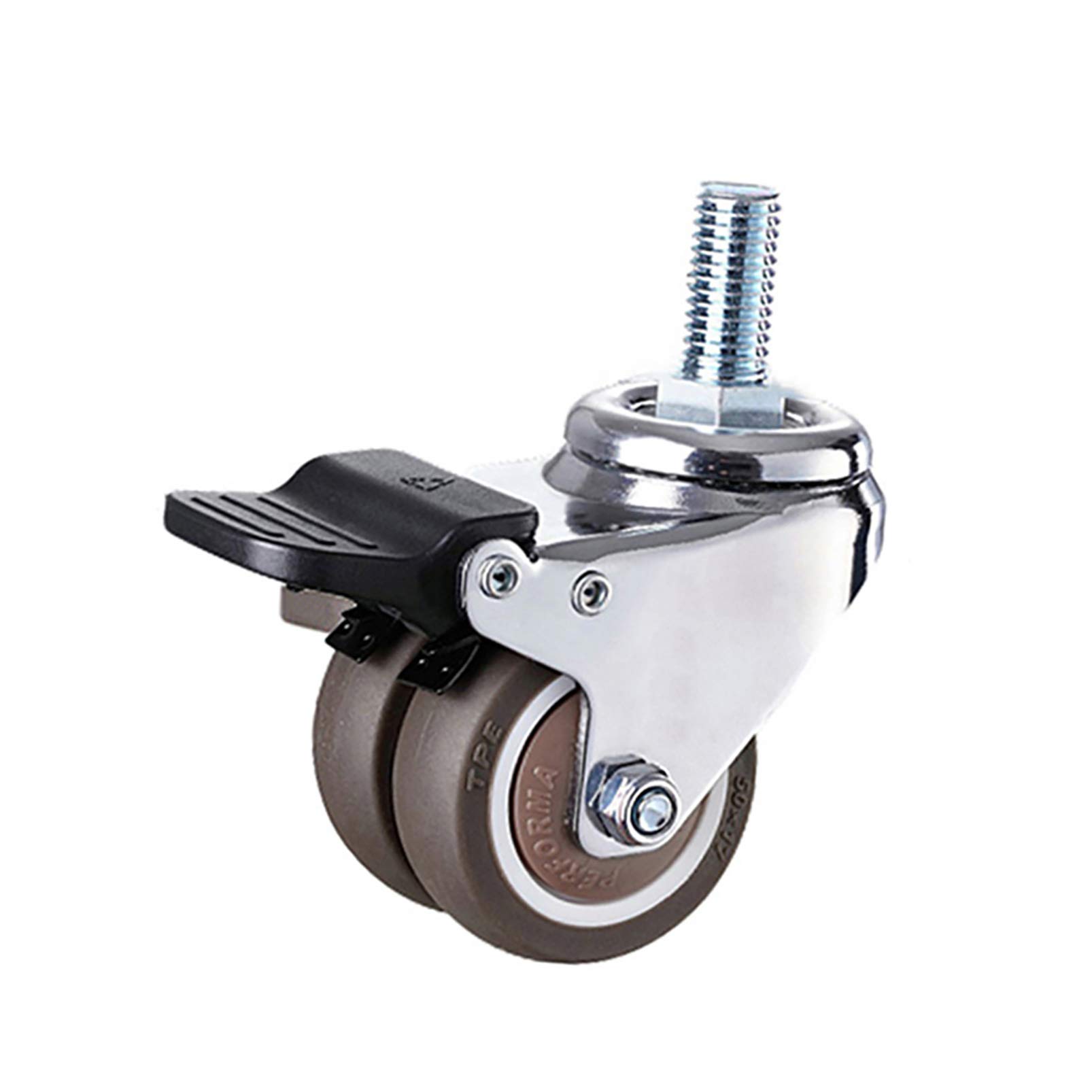 Roulettes pivotantes TPE tige filetée M12 pour meuble mobile