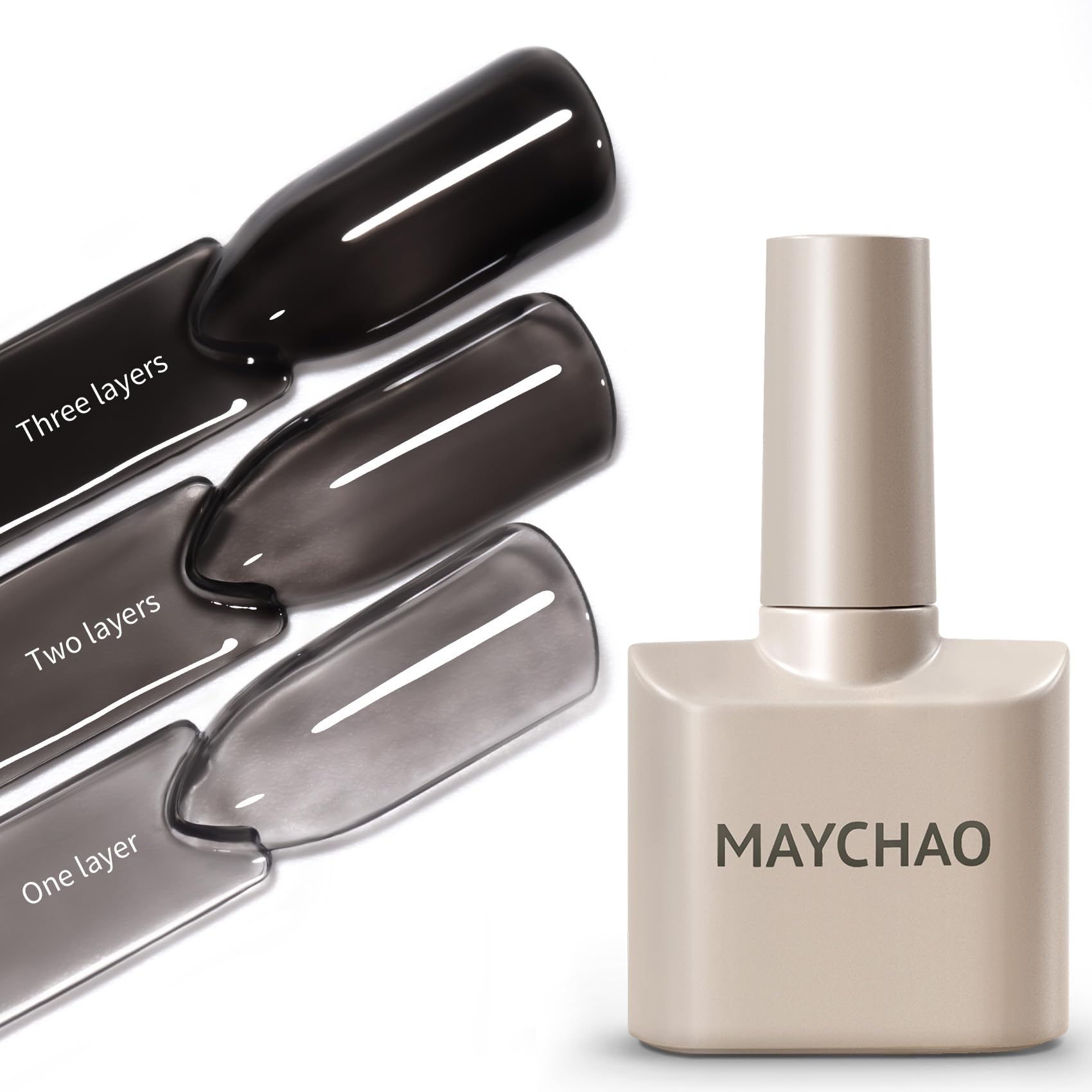 MAYCHAO 15ML Jelly Black Gel Nail Polish 1Pc Transparent Clear Black Gel Polish Soak Off UV LED Translucent Nail Polish Nail Art Starter Manicure Salon DIY at Home, 0.5 OZ