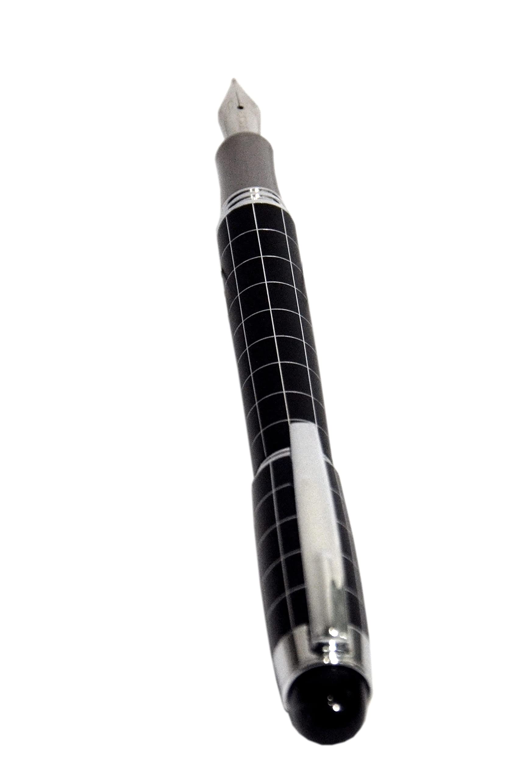 Haimac Baoer 79 Star walker Cross Line Fountain Pen Silver Trim Checked (Black) 3