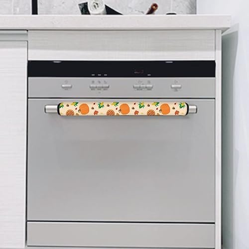 Miniatura 5 de Juego de 4 fundas para manija de puerta de refrigerador con diseño de calabaza y cosecha otoñal, para lavavajillas, horno, nevera, para