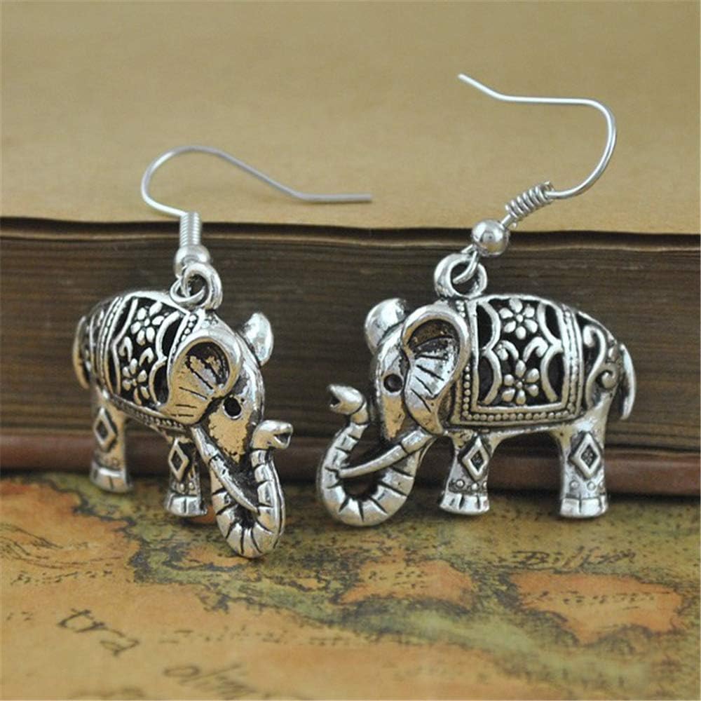 D.Rosse Handmade Boho Retro Lucky Elephants Drop Dangle Earrings Ancient Silver Animals Statement Earrings Jewelry for Women - Image 6