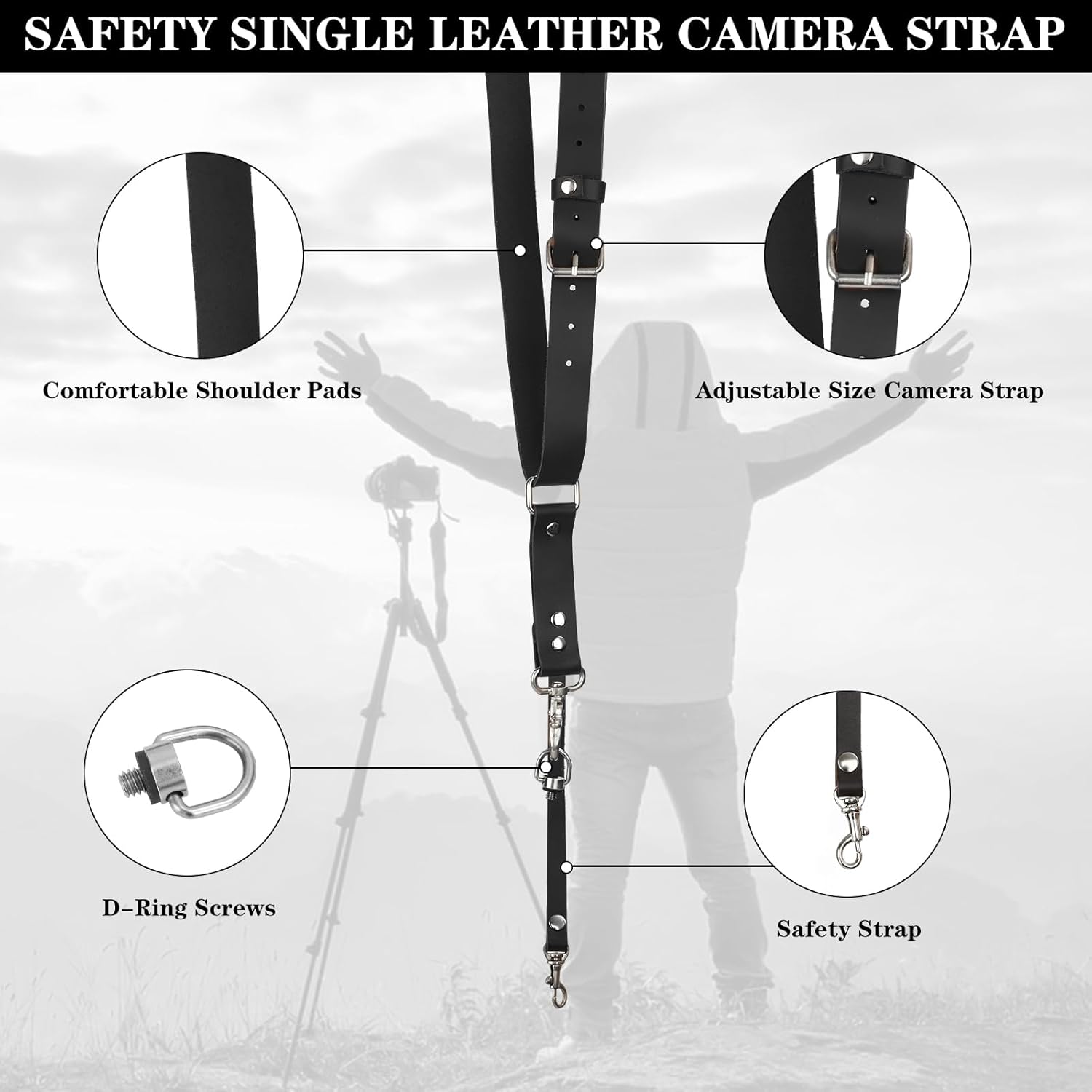 Single Camera Harness Strap for 1 Camera,Leather Camera Strap for Photographers,Leather Camera Harness Gear DSLR/SLR