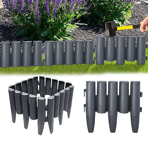 CEEDIR Bordo in plastica effetto legno, 25,2 m, bordo per aiuole, bordo per aiuole, bordo decorativo da giardino, palizzata, recinzione per aiuole, 1 elemento (lunghezza x altezza): 28 x 24 cm (90