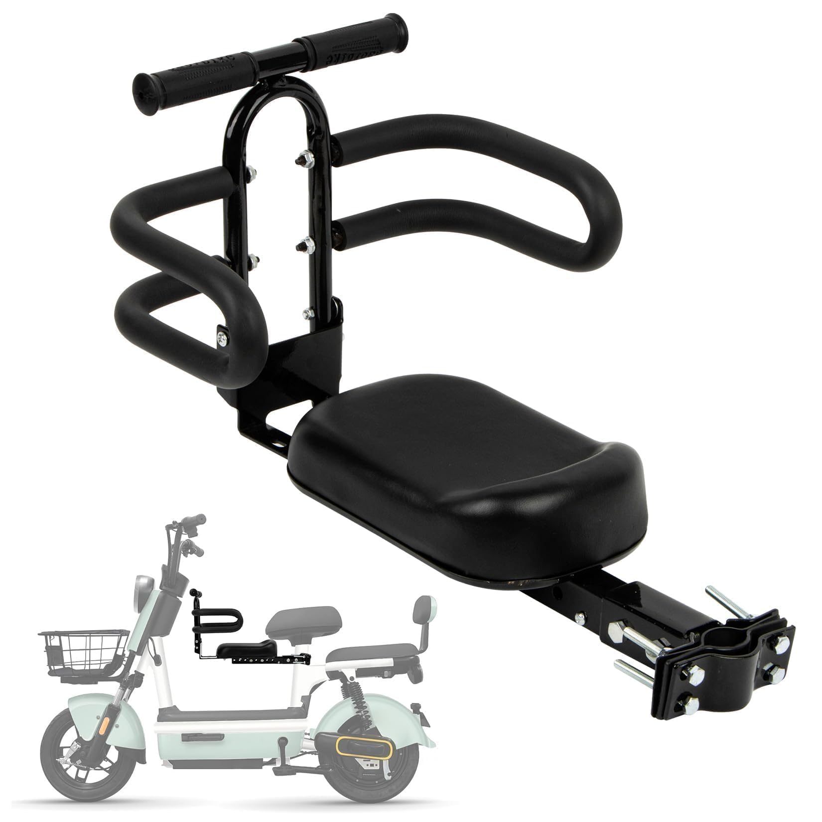 Photo 1 of PSLER Foldable Tandem Bike Seat for Adults, Thickened Seat, 35-65mm Clamp