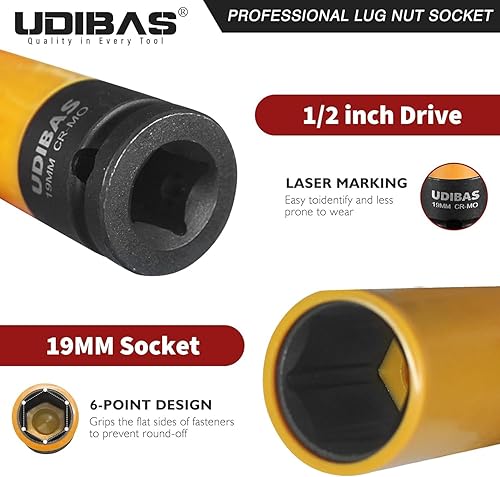 Miniatura 8 de Enchufe de tuerca de impacto de 0.669 in de 12 pulgada, profundo, métrico, con mangas protectoras y material CR-MO de alta resistencia, protector de