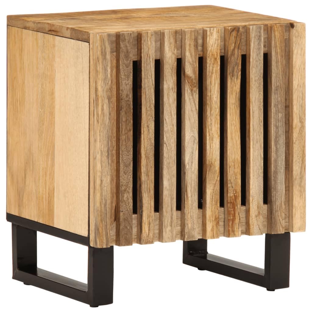 Table de Chevet Bois de Manguier Massif 40x33x46 cm Homgoday avec Rangement et Porte de Nuit