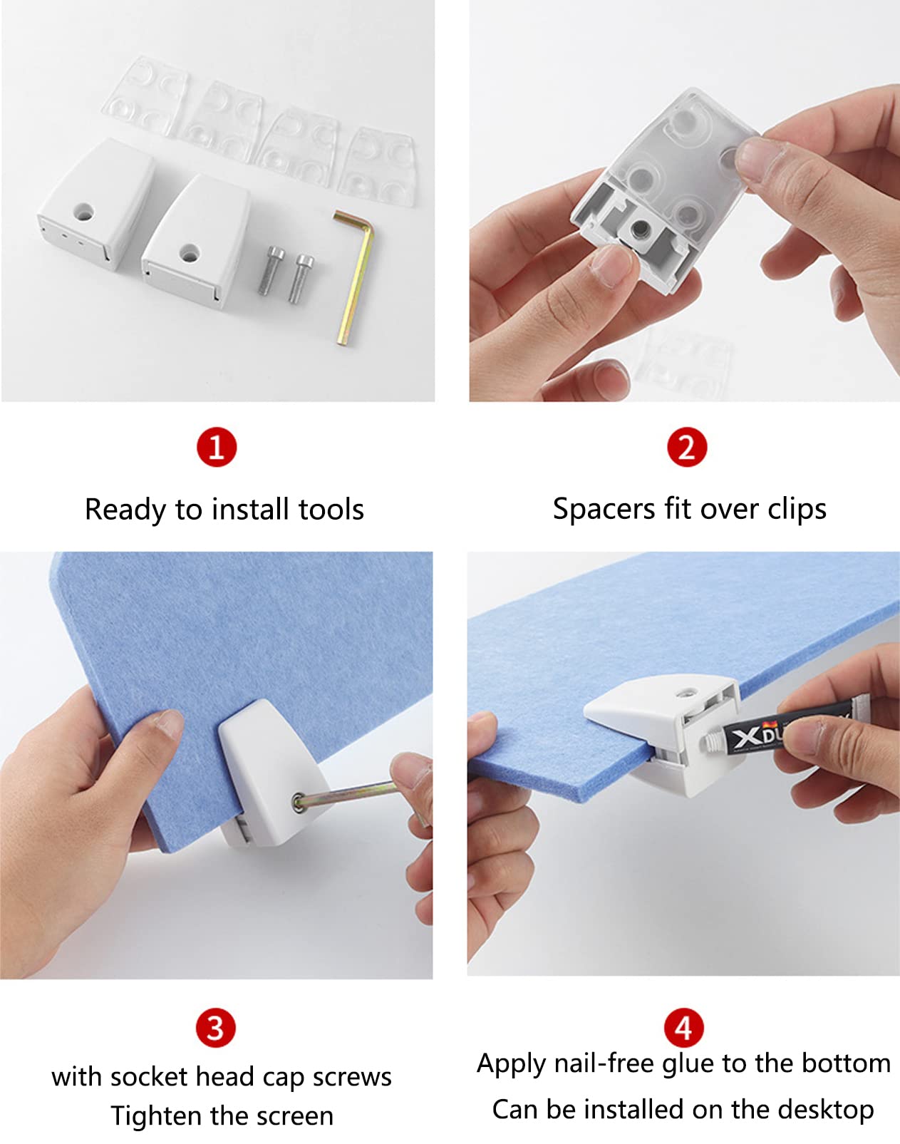 Divisor de escritorio ligero – Panel de privacidad de 40 x 60 cm con 2 clips que reduce el ruido y las distracciones visuales para estudiantes de gris. Accesorios de estudio