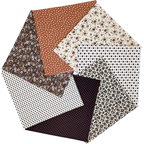 Cjinzhi Fat Quarters Fabric Bundles, 14Pcs 19.69X19.69Inches(50X50Cm) Cotton Fabric Quilting Squares Lot Precut Patchwork Quarter Sheets For Sewing Patterns Bundle, Black Brown Floral #TOP3