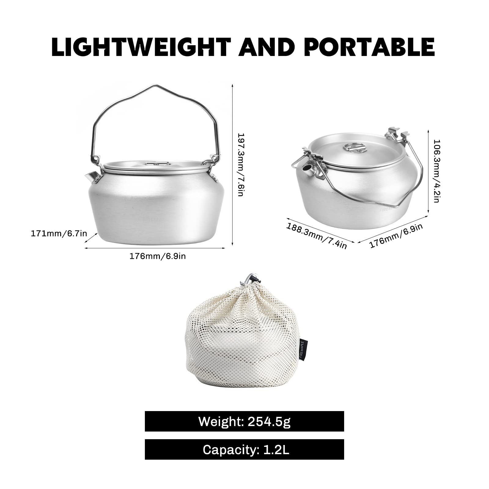 Fire-Maple Nimbus 1.2L Bollitore Campeggio dell’Acqua Portatile in Alluminio Teiera Caffettiere per Outdoor Bushcraft Ultraleggero