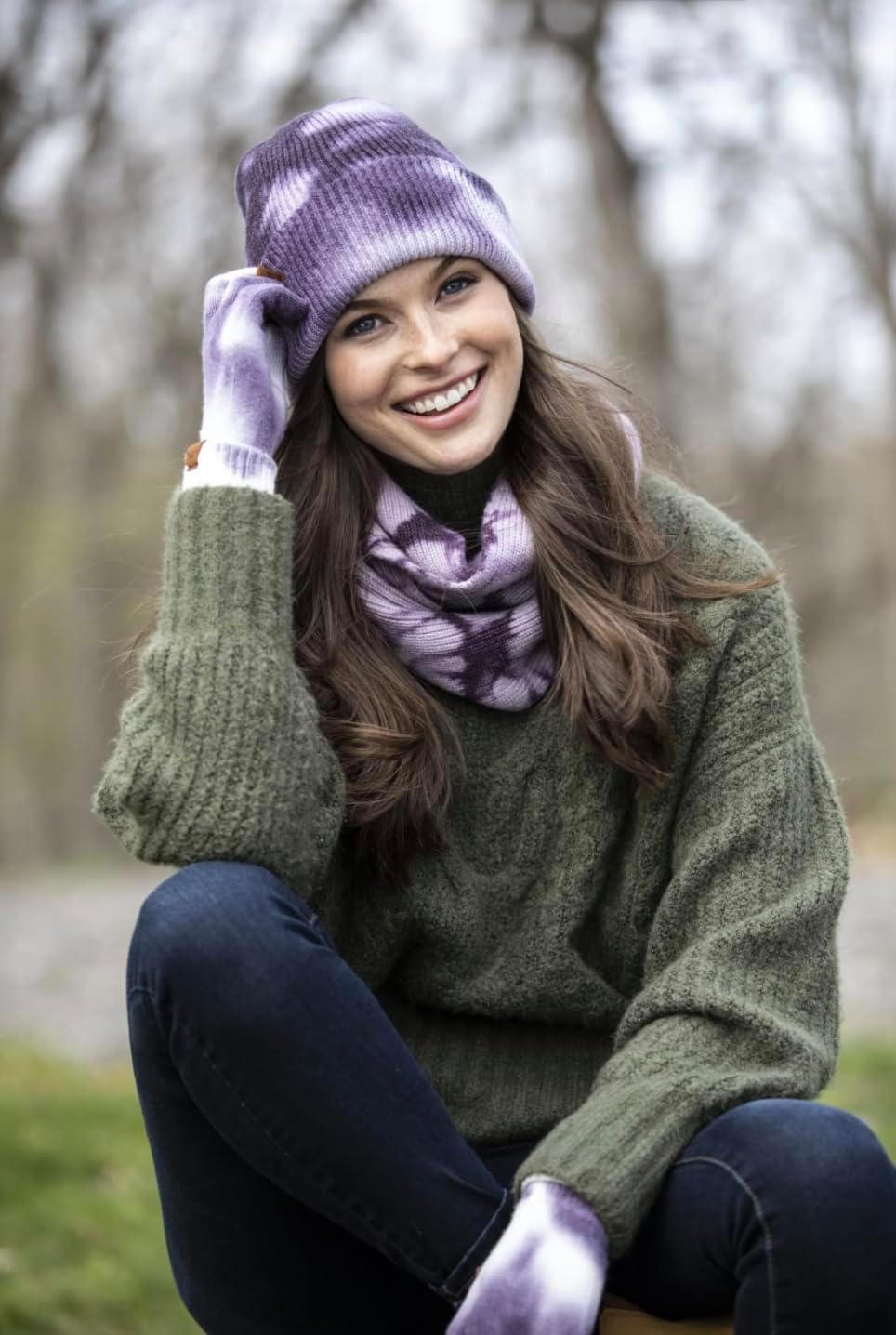 Britt's Knits Womens Mantra Soft Winter Tie Dye Knit Warm Cuffed Skull Beanie Hat Cap - Image 7