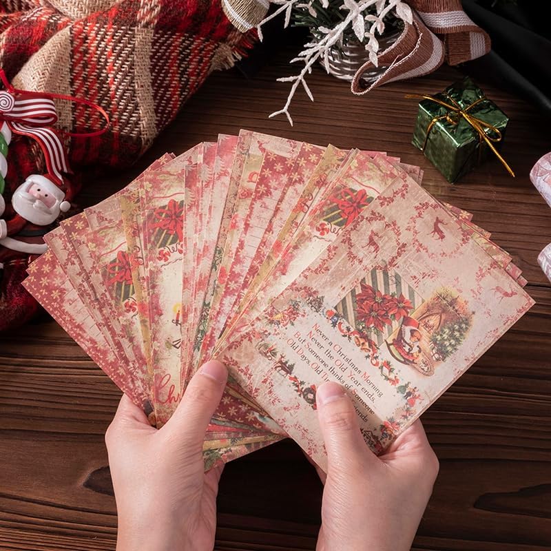 Alideco400 pcs Vintage Scrapbook Paper,Christmas cheer Scrapbooking Paper for Journaling Supplies, Decorative Craft Paper for Junk Journals(shengdanhuanlequ)