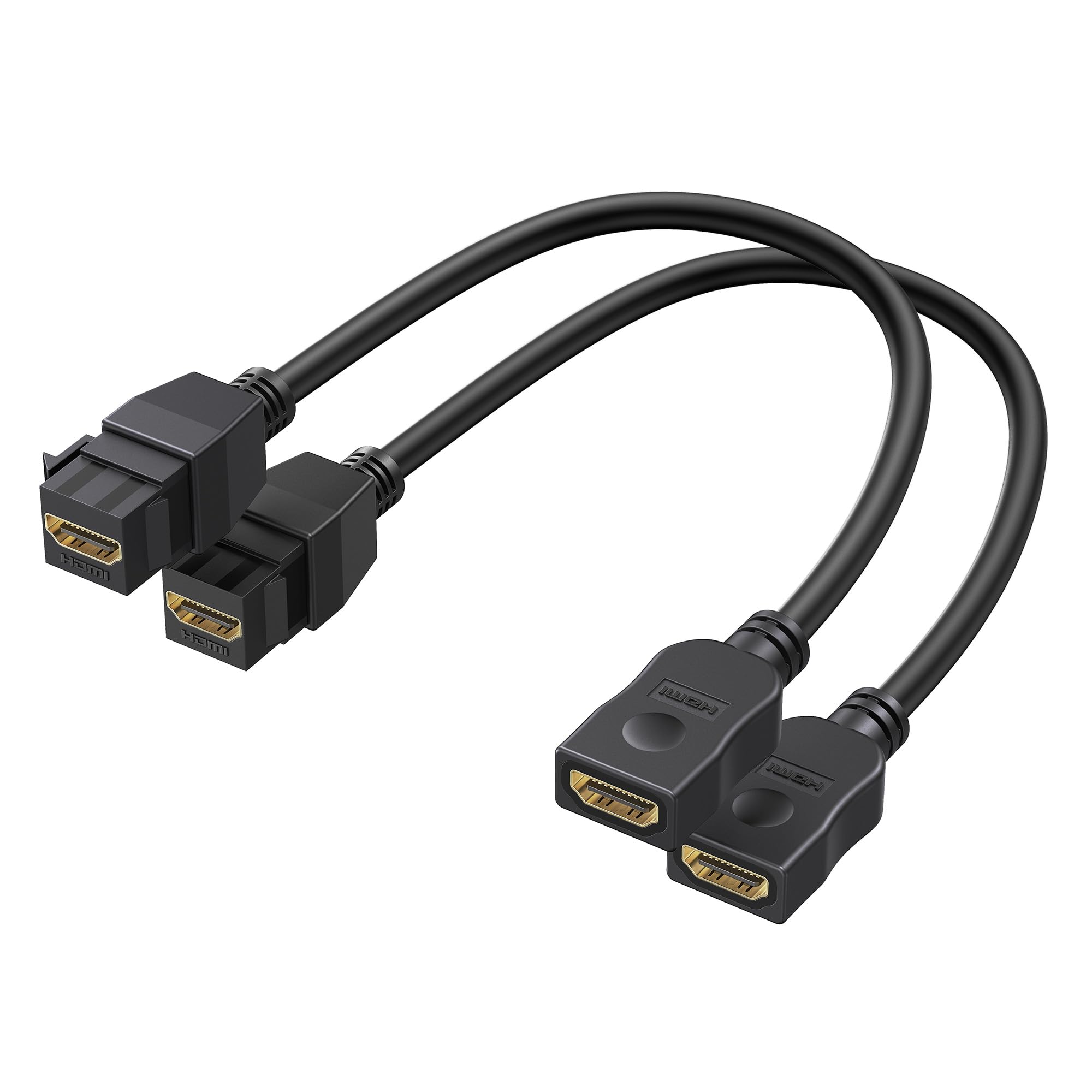 Cable Matters 2-Pack HDMI Keystone Jack Pigtail Cable in Black - 8 Inches