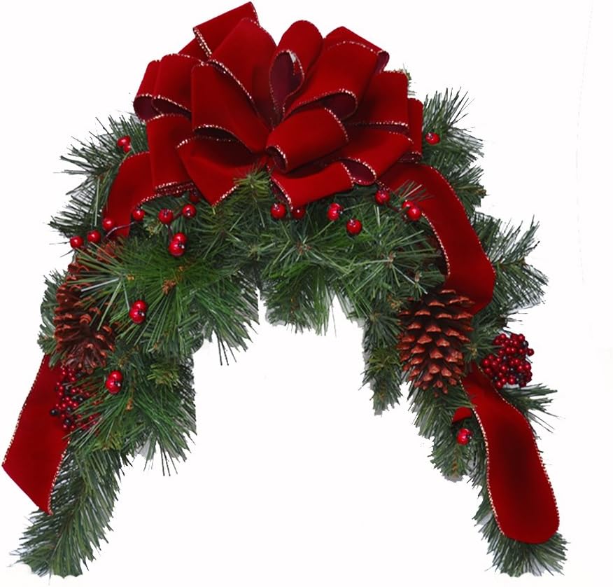 Deep Red Holiday Mailbox Swag - Christmas Mailbox Swag CH4762