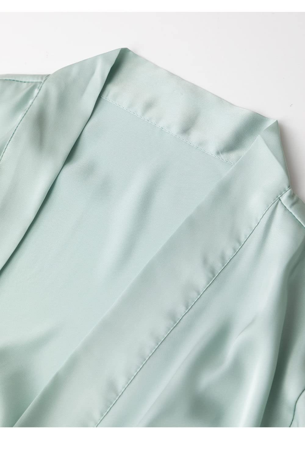 Pigiama Raso Donna,Accappatoio Kimono In Due Pezzi In Raso Sexy Con Cuciture In Pizzo Scollo A V Vestaglia Acquamarina Gonna Con Bretelle Pigiama Set Elegante Vestaglia Da Sposa Bademantel Damen,M