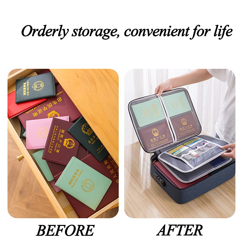Dokumententasche a4, wasserdichte Dokumententasche, A4-Aufbewahrungsbox, sichere Reisetasche für das Home Office, mehrschichtige tragbare Ablage für wichtige Dateien, Zertifikate ( Color : Dark blue )