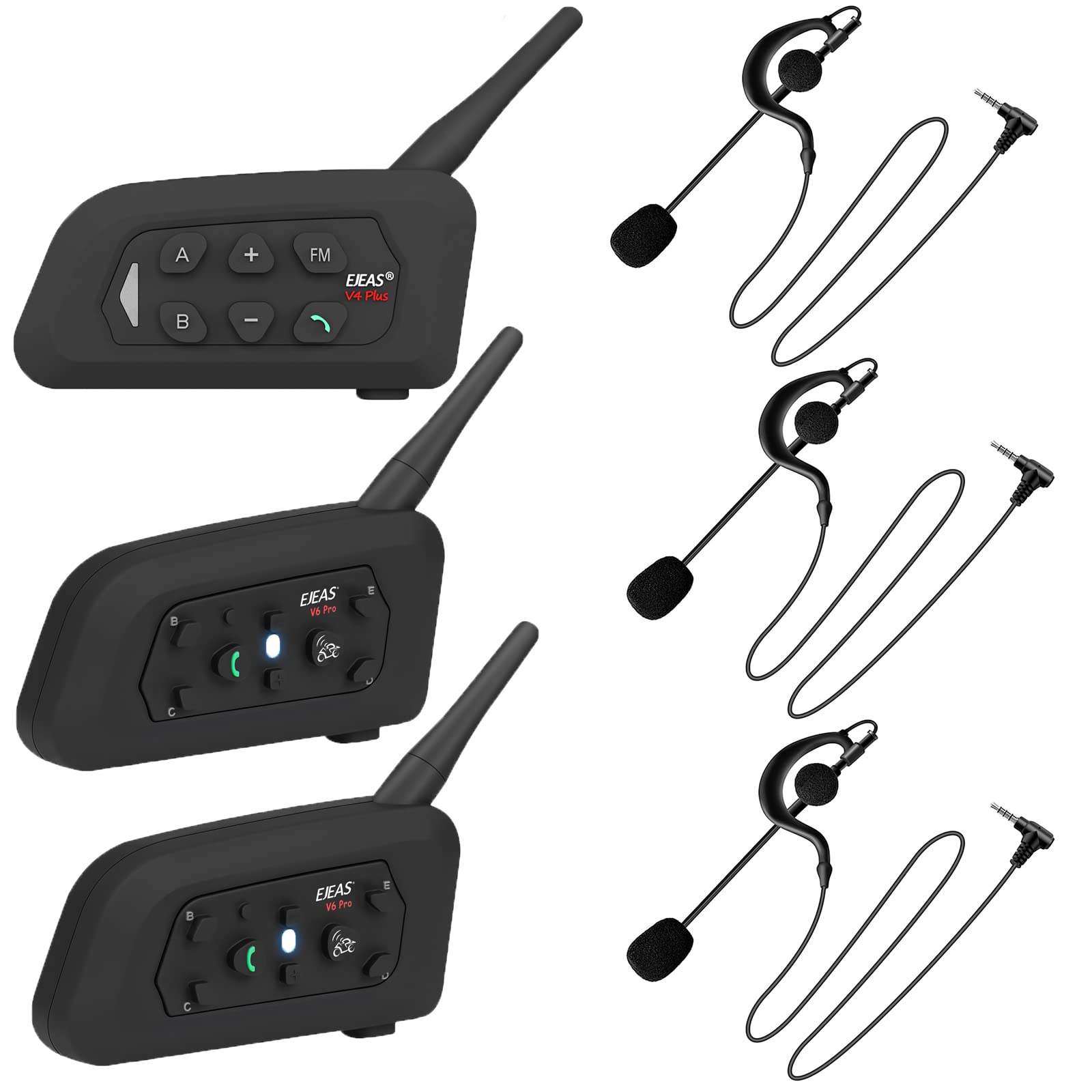 MIMIRACLEReferee Headset, Referee Communication System with Headset Earphone, V4+2V6 Bluetooth Intercom for Football Soccer Handball -3Pack(V4+2V6)