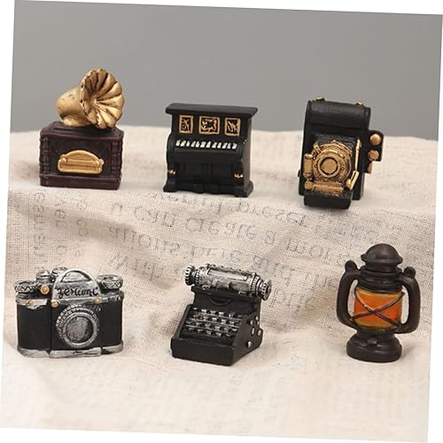 Miniatura 7 de VICASKY Mini adornos retro para cámara, paquete de 6 adornos de resina para jardín de hadas, decoración del hogar, oficina, juguete educativo