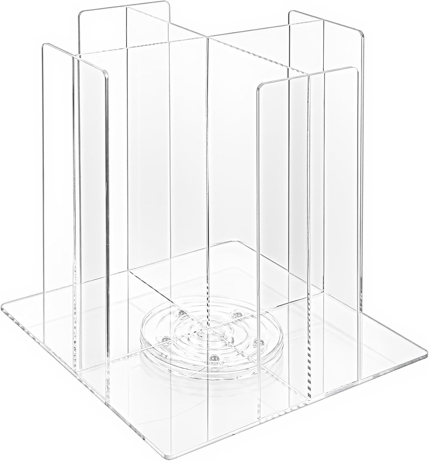 Cup and Lid Holder, 4-Compartment Clear Acrylic Cup Dispenser Lid Carousel - Countertop Coffee Cups Organizer for Restaurant, Buffet, Coffee Station, Bar, Square | Rotating
