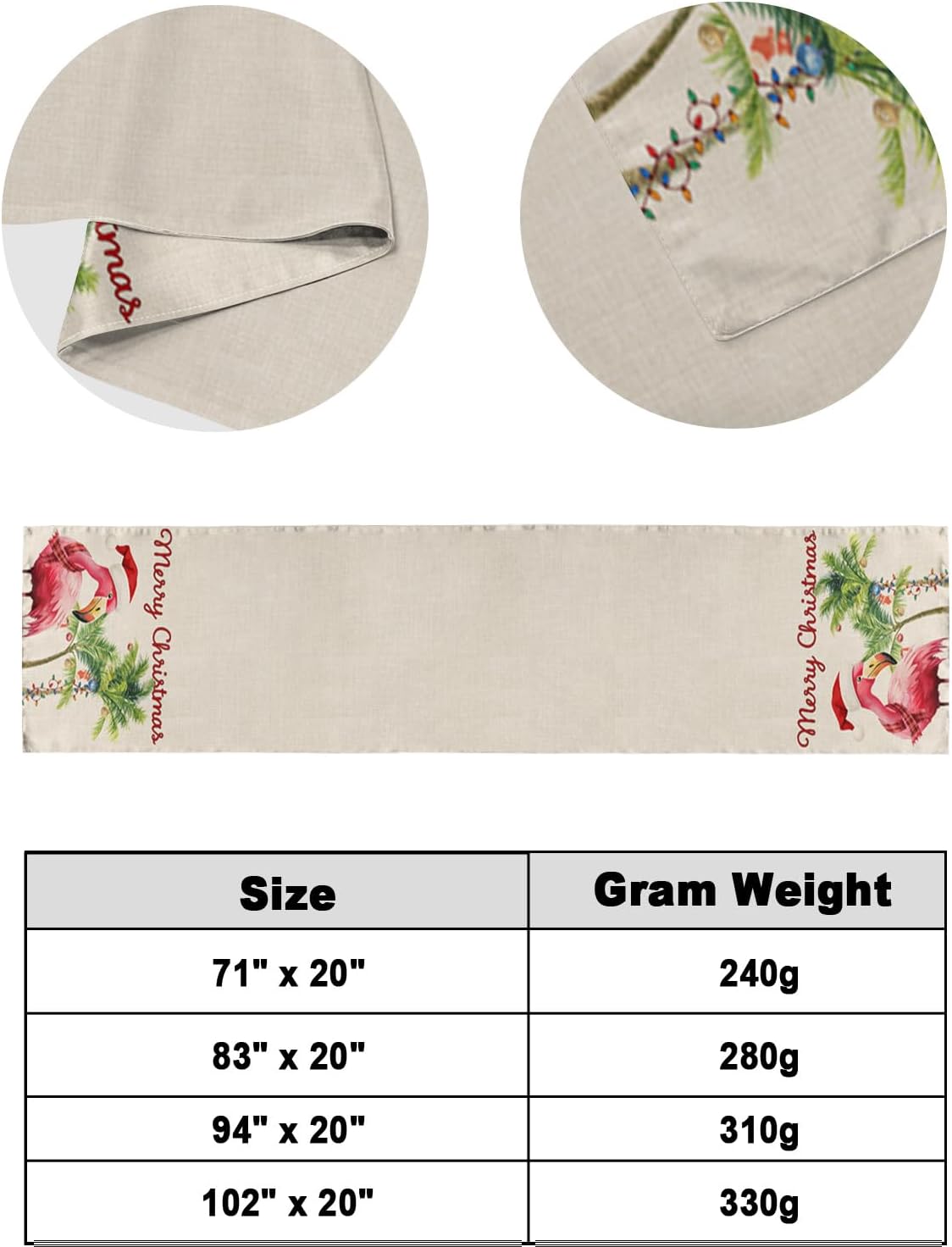 Teamery Bed Runners & Scarves, Merry Christmas Bed Runner, Bed Scarf Protector Decorative Accent Bedding Scarf for Hotels Homes and Guestrooms, 71 x 20 inches