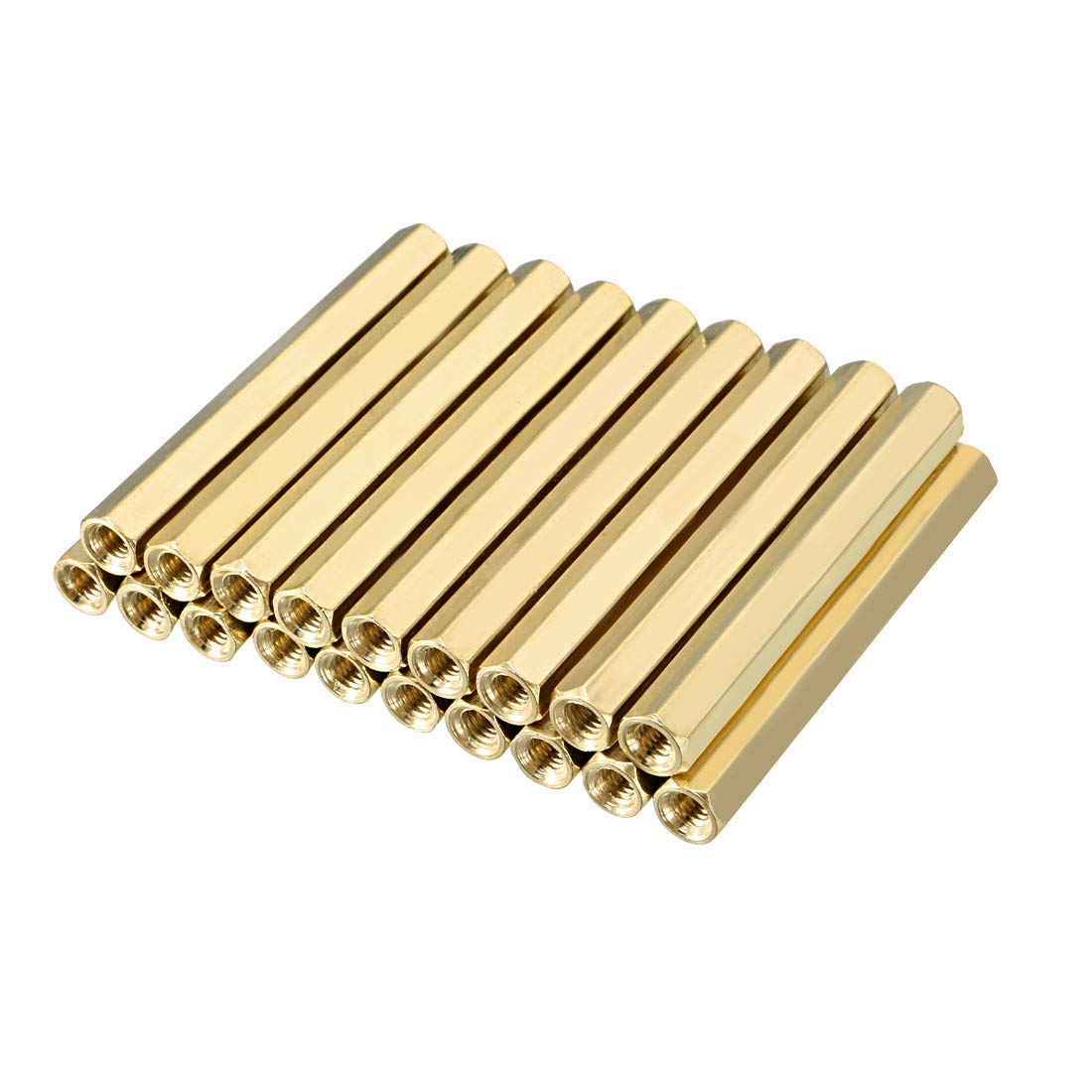 DealMux 20pcs Brass Straight PCB Pillar Female Thread Hex Standoff Spacer M3x5x40mm