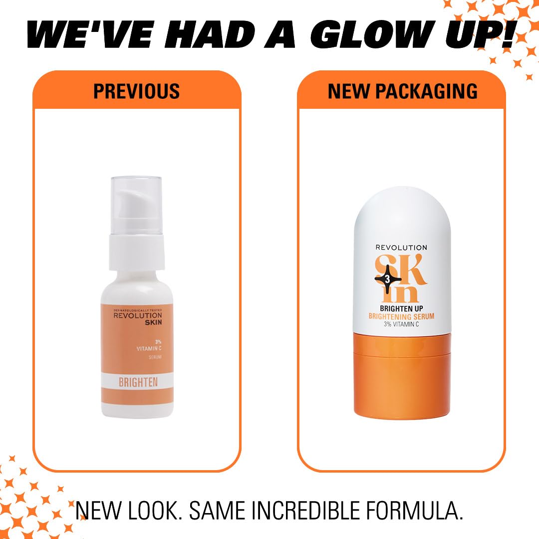 Revolution Skin, Brighten Up 3% Vitamin C Brightening Face Serum, Helps Even Skin Tone with Vitamin C, Vegan & Cruelty-Free, 1.01 fl oz (Pack of 2)