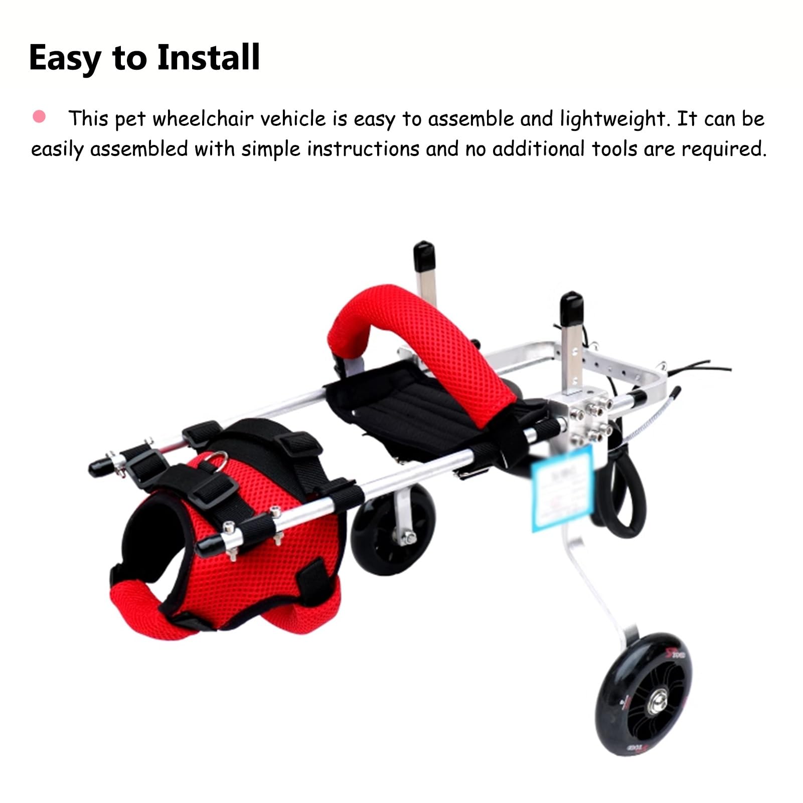Hunderollstuhl Rollstuhl für Gehbehinderte Hunde mit Hinterbeinen, Verbesserter Mops-Rollstuhl für Besonders Kleine Haustiere, Mobilitätshilfe für Kätzchen mit Beinstütze(Size L)