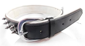 Skora Stylish Double Row Spike Pu Dog Collar 1.25 Inch - Black and White Size Small