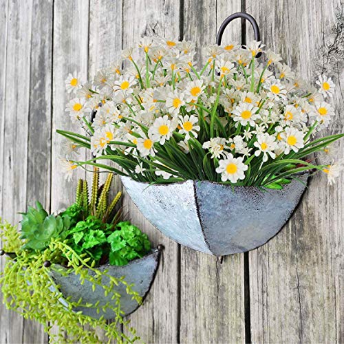 Rinlong Artificial Daisies Uv Resistant Flowers Outdoor Chrysanthemum Mums Fake Plants White Gerber Daisy Greenery Plastic Faux Cemetery Flowers For Graves Hanging Outside Planter Window Box #TOP3