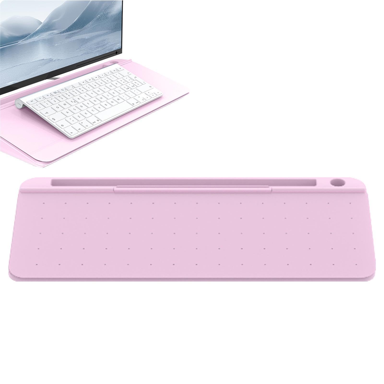 Lavagna in vetro cancellabile a secco, piccola lavagna cancellabile a secco, con cassetto, supporto per tastiera del computer per attività, appunti e appuntamenti, materiale scolastico | Organizer da scrivania con 3 pennarelli, supporto per tastiera per c