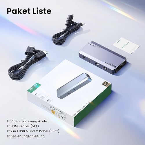 UGREEN Carte de Capture Vidéo HDMI USB C 3.1 4K 60Hz Entrée Carte Acquisition HDMI 4K 60Hz Enregistrement Streaming Jack 3.5mm Casque Microphone Compatible avec Switch PS5 PS4 MacBook PC iPad Caméra - 9
