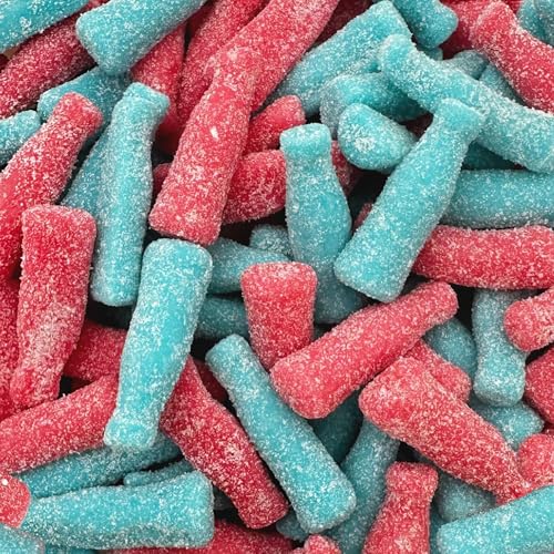 Sour Gummy Bottles Candy Mix | 1-Pound Pack | Blue Raspberry and Tutti-Frutti Flavors | Gelatin-Free Gummies for Baby Showers, Gender Reveal, Party Favors, and Candy Buffets