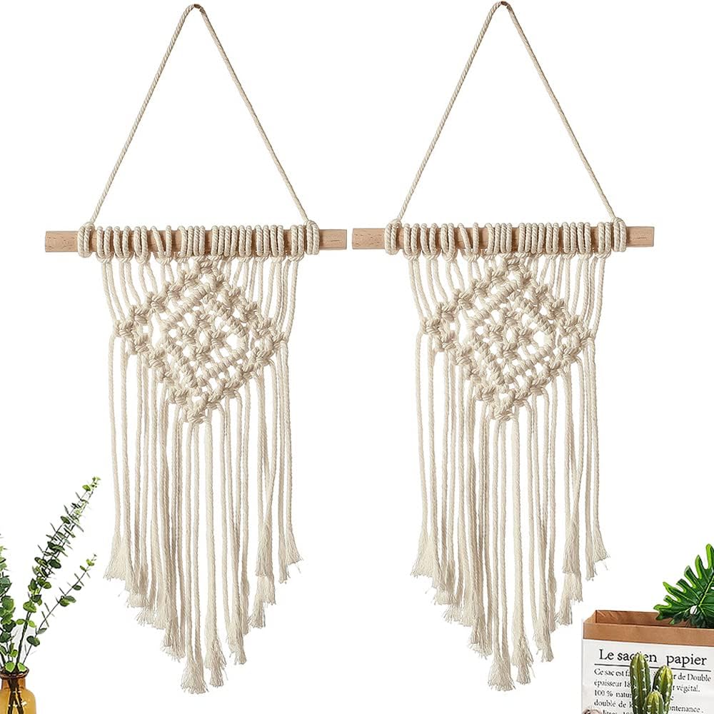 Avoik Macramé wandtapijt, handgemaakt, wandtapijt, boho, decoratie, woning, chic, kunst, geweven veer, wanddecoratie, blad, wandtapijt, wandtapijt, voor woonkamer, slaapkamer, bruiloft, decoratie
