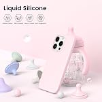 ORNARTO Compatible with iPhone 15 Pro Case 6.1, Slim Liquid Silicone 3 Layers Full Covered Soft Gel Rubber Phone Case Protective Cover 6.1 Inch, Chalk Pink