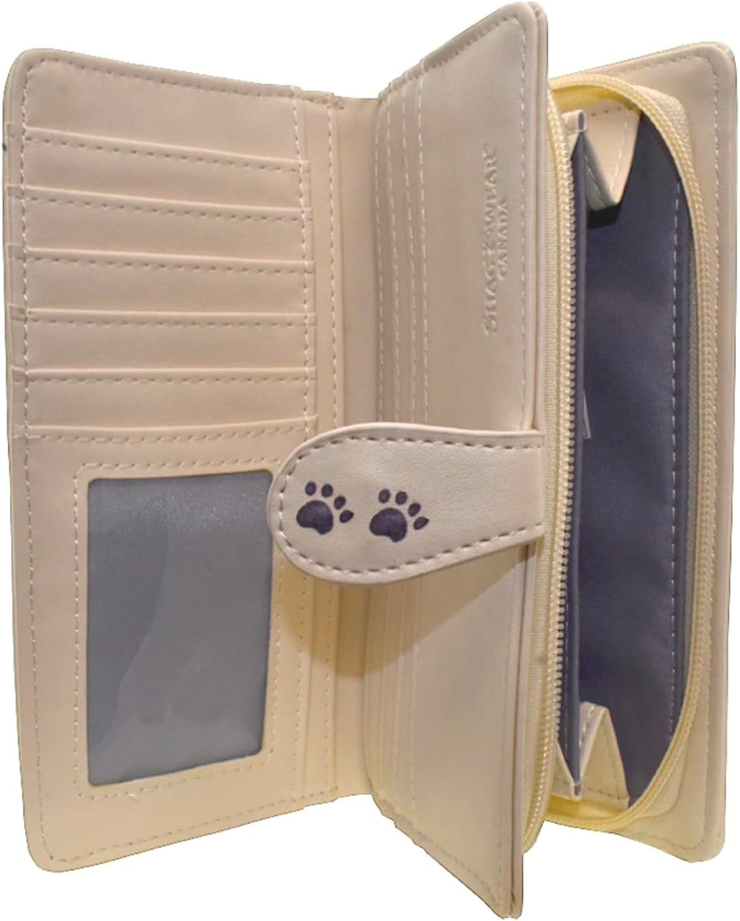 Shag Wear Playful Cats Large Wallet for Women and Teen Girls Vegan Faux Leather Beige 7"
