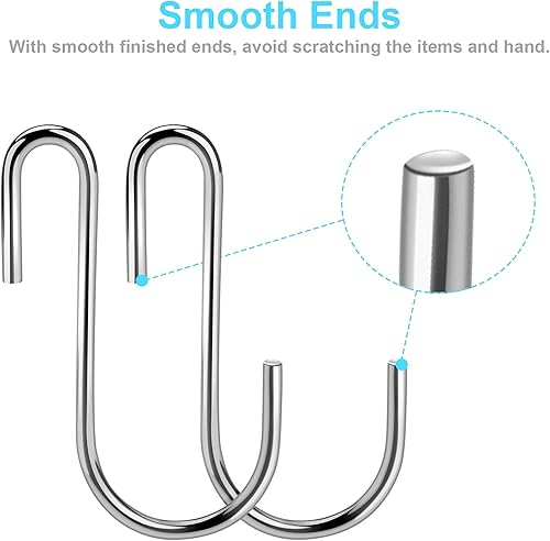 Miniatura 3 de 30 ganchos en S, ganchos en S de acero inoxidable de alta calidad para colgar utensilios de cocina, ganchos profesionales en forma de S para colgar