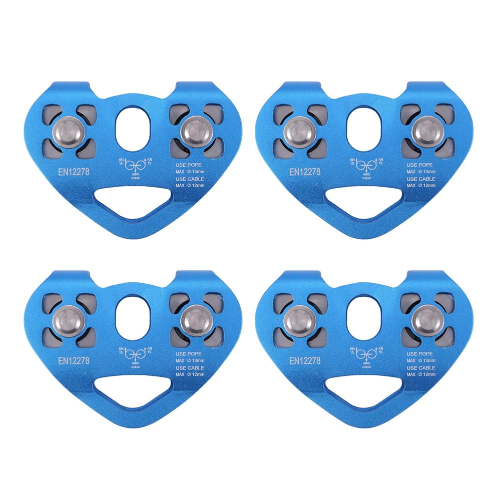 4X Polea Doble Escalada en Forma de Corazon Cuerda de Cable de Acero 13mm Dispositivo de Escalada Carretilla Rapido Grande Tiroles 24KN