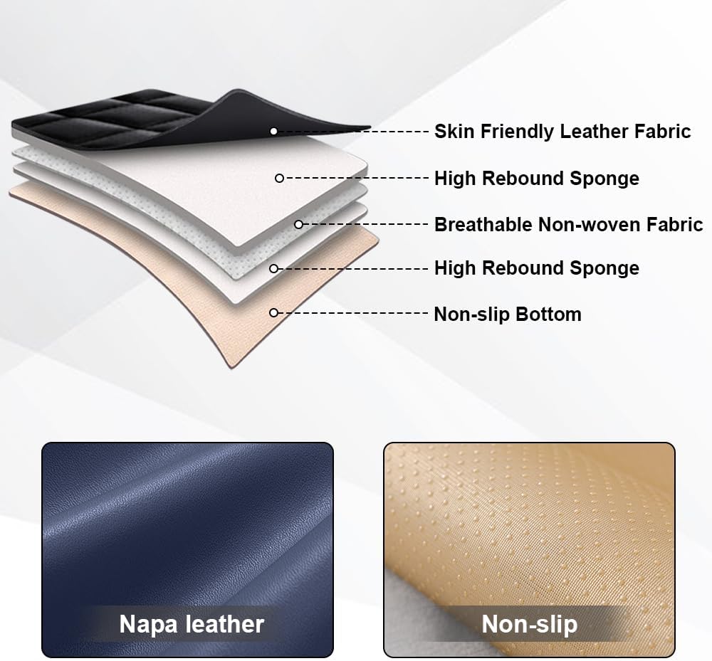 Car Seat Covers Fit for Acura RDX 2007-2025 Flanks All Wrapped and Side Airbag Compatibility of Premium Nappa Leather(Full Set, Black Blue)