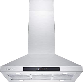 CIARRA CAS90831 36 inch Range Hood, 450 CFM Island Stove Vent Hood, Stainless Steel Hood with 3 Speed Exhaust Fan & Aluminum Mesh Filters, Ducted/Ductless Convertible, Touch Control