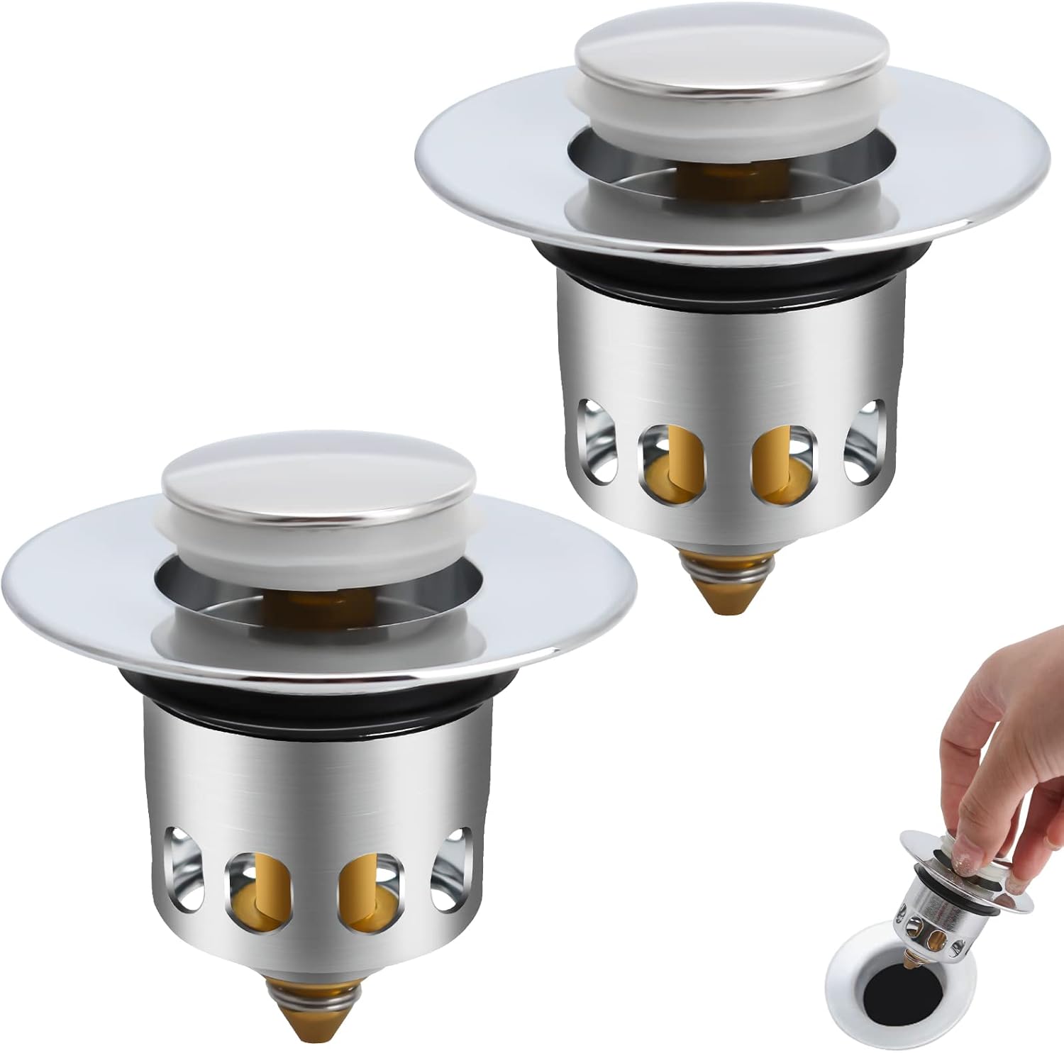 2 Pack Bathroom Sink Stopper, Pop Up Bathtub Drain Stopper Sink Plug