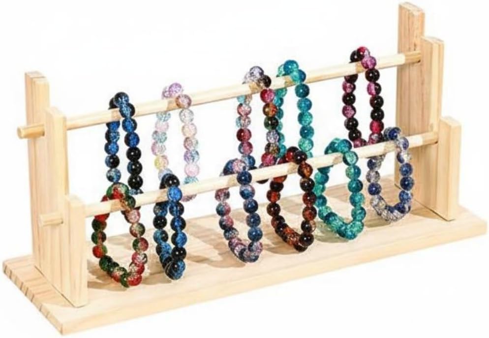 Hair Hoop Shelf Solid Wood Headband Stand Multi-Layer Ladder Jewelry Rack Foldable Storage Organizer Suitable for bedroom gift giving dressing table teen room, Modern
